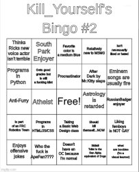 Kill_Yourself bingo 2 Meme Template