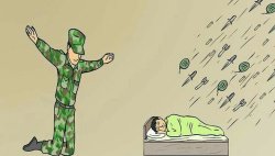 Soldier Failing at protecting the sleeping kid Meme Template