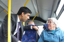 Rishi on a bus Meme Template