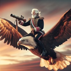 George Washington riding a bald eagle with a rocket launcher Meme Template