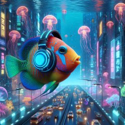 Fish with headphones Meme Template