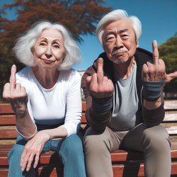 Old couple giving the finger Meme Template