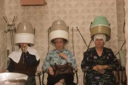 Russian old women hair dryer JPP Meme Template