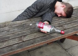 Drunk man passed out picnic table outside JPP anonymoose Meme Template