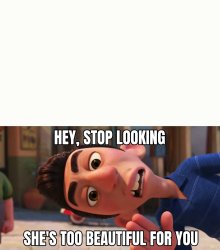 hey, stop looking she's too beautiful for you Meme Template