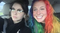 Goth girl and rainbow girl Meme Template