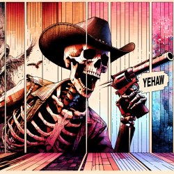 zombie skeleton saying yeehaw Meme Template