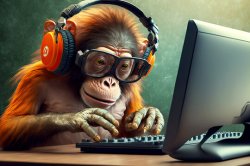Chimp with laptop Meme Template