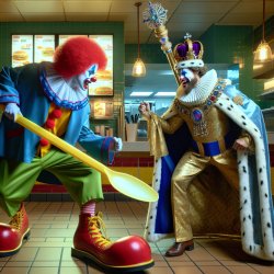 ronald mcdonald fighting the burger king Meme Template