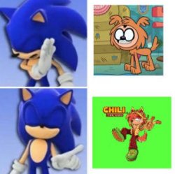 Sonic Hates Teen Titans GO! Dog Robin but Likes Chili The Dog Meme Template