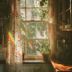 Cottage Window with Rainbows Meme Template