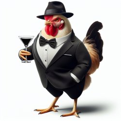 A chicken dressed as james bond Meme Template