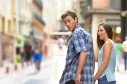 Distracted Boyfriend with blank Meme Template