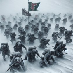 fierce snowstorm destroying an army Meme Template