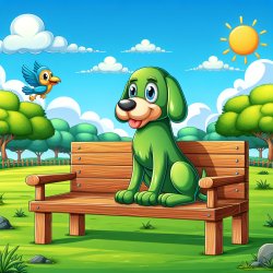 green dog on a bench Meme Template