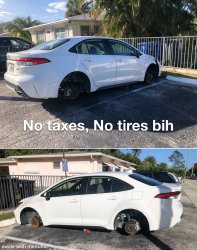 No taxes, No tires bij Meme Template