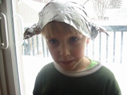 Tin foil hat aluminum hat conspiracy theory kid JPP Meme Template