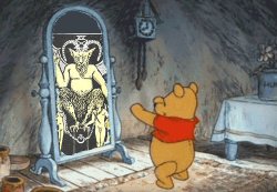Winnie the Pooh worships Satan Meme Template