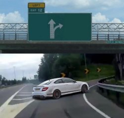 Mercedes Interstate exit drift Meme Template