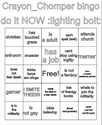 crayon chomper bingo Meme Template