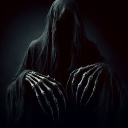 Scary black ghostly figure whit long hands and fingers whit a sc Meme Template