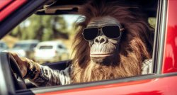 Ape gorilla sunglasses aviators driving driver JPP Meme Template