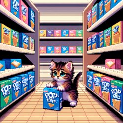 Kitten attacking pop tarts at the store Meme Template