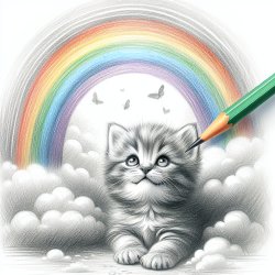 cute kitten under a rainbow Meme Template