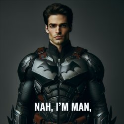 Batman saying “Nah, I’m man.” Looking at camera Meme Template