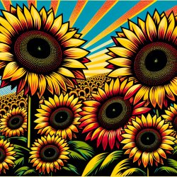 propaganda style pop art sunflowers facing up front Meme Template