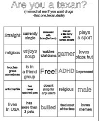 Are you a texan bingo Meme Template
