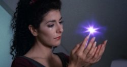 STAR TREK COUNSELOR TROI WITH BALL OF LIGHT Meme Template