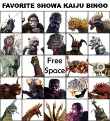 Favorite Showa Kaiju Bingo Meme Template