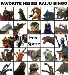 Favorite Heisei Kaiju Bingo Meme Template