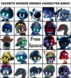 Favorite Murder Drones Character Bingo Meme Template