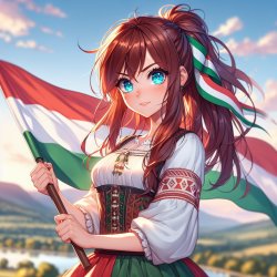 Hungarian leader anime girl flag Meme Template