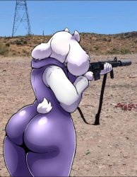 Toriel shooting a m4 rifle Meme Template