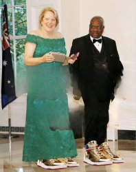 Clarence and Ginni Thomas wearing Trump sneakers Meme Template