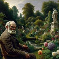 Angry old man in beautiful peaceful Garden Meme Template