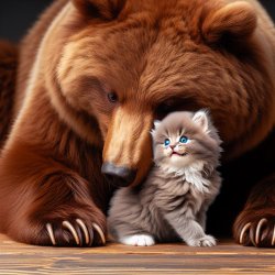 a small kitten eating a bear Meme Template
