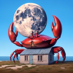 Large crab farting out the moon while sitting on top of a low bu Meme Template