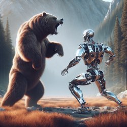 a bear and a robot fighting Meme Template