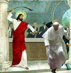 Jesus whooping pope Francis Meme Template
