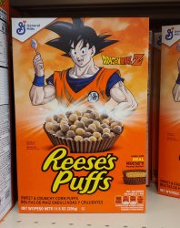 Reese's Puffs Goku from Dragon Ball Cereal Meme Template