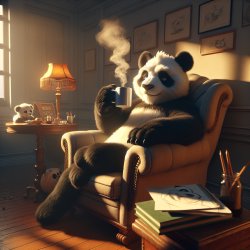 Anthropomorphic Furry Panda Drinking Coffee Meme Template