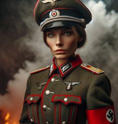 Woman in Nazi uniform Meme Template