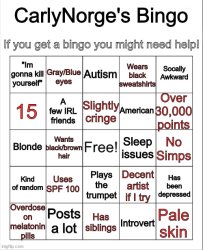 CarlyNorge's Bingo Meme Template