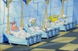 Spongebob and friends in hospital Meme Template
