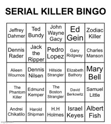 Serial killer bingo Meme Template