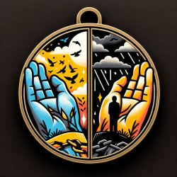 Medaille mit einer Seite die farbenfroh ist und Freiheit beschre Meme Template